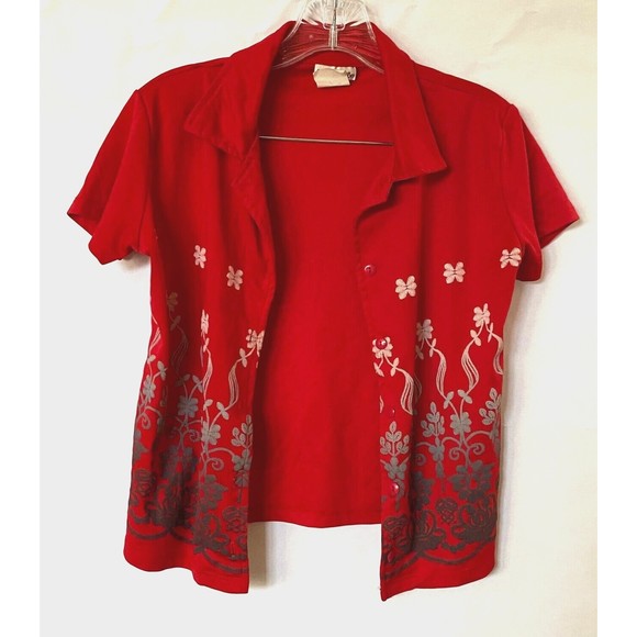 CC Collection Shirt Multicolor Sz M Button Down Raised Graphic Design Runs Small - Picture 2 of 11